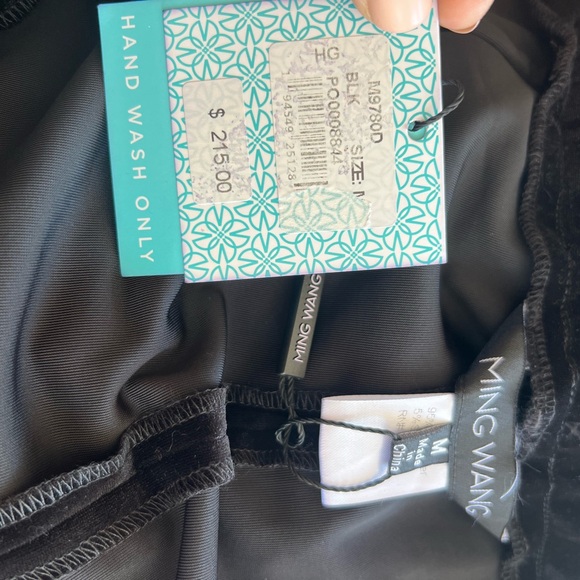 Ming Wang Black Wide Leg Velvet Pants size Medium NWT $215 Christmas Holiday - Picture 6 of 8